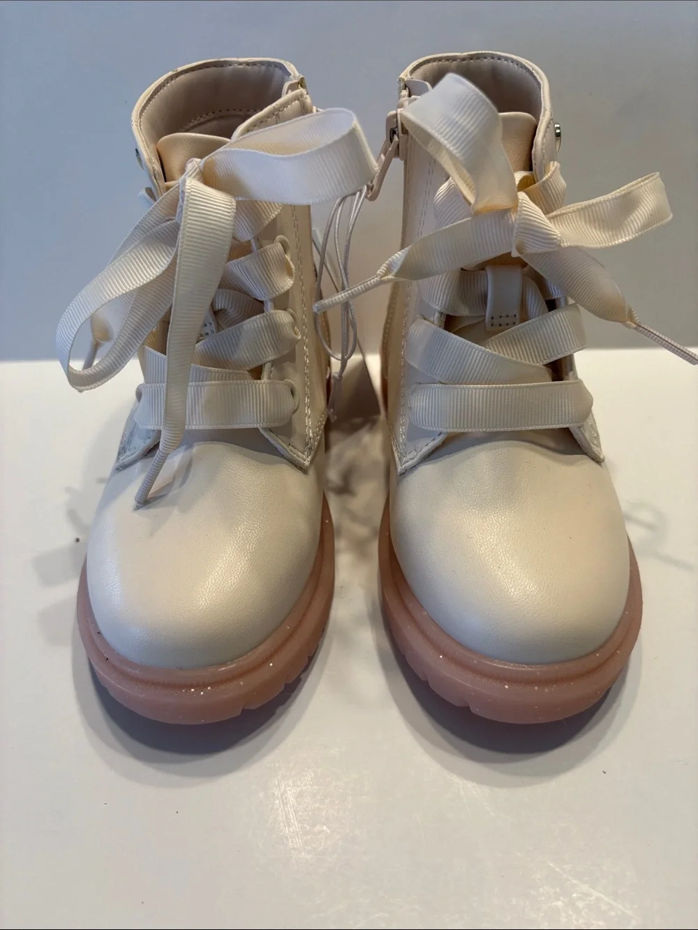 Cat & Jack Toddler Amaya Lace-Up Combat Boots in Ivory